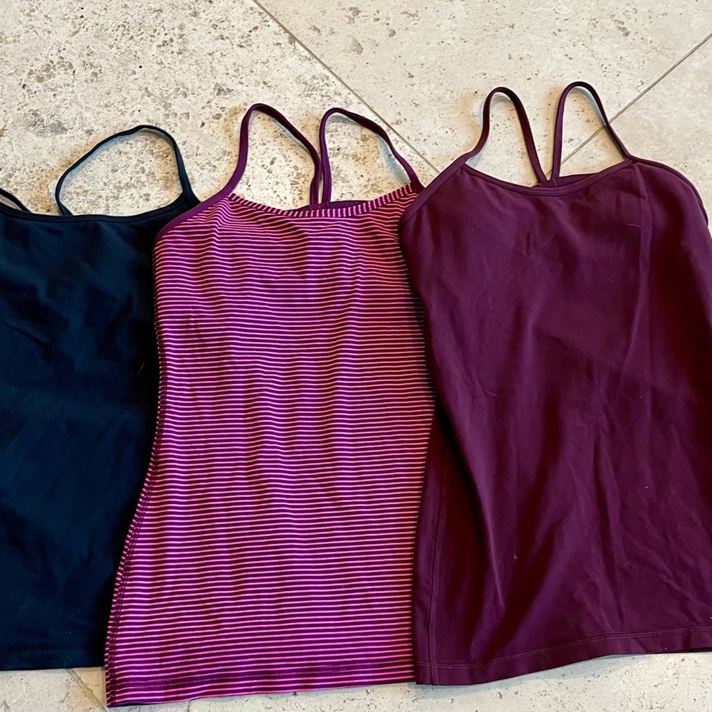 Lululemon Lot of 3 Power Y Tanks size 6 great condition and great colors